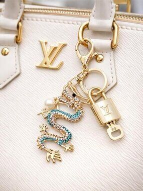Authentic Louis Vuitton Gold Lock & Key ✨ Bag Charm Unbranded Dragon Keychain